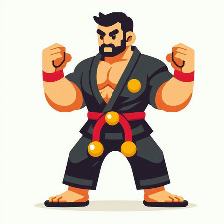 Taekwondo fighter. Vector illustration in flat cartoon style.のイラスト素材