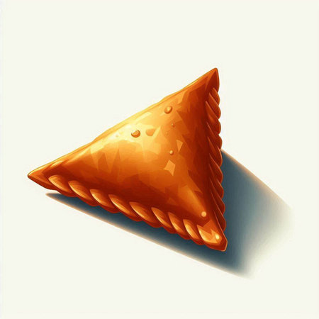 Illustration of a triangle shaped cookie with shadow on a white backgroundのイラスト素材