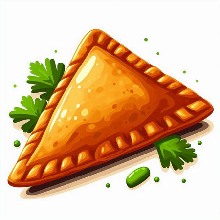Illustration of a piece of pie with green peas on a white backgroundのイラスト素材