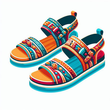 Colorful sandals isolated on a white background. Vector illustration.