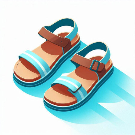 Summer sandals isolated on white background. 3d render illustration.のイラスト素材