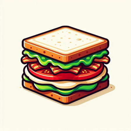 Illustration of a sandwich on a white background. Vector illustration.のイラスト素材