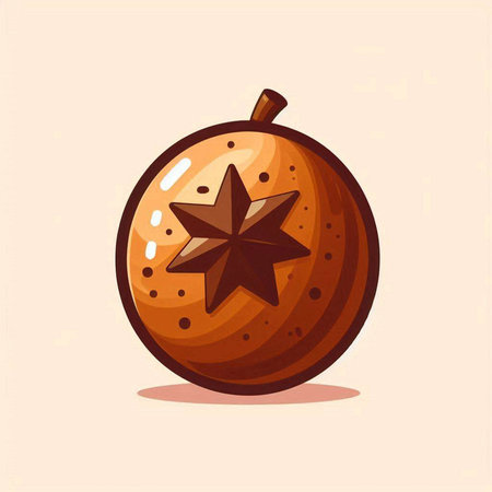 Illustration of an orange fruit with a star on its side.のイラスト素材