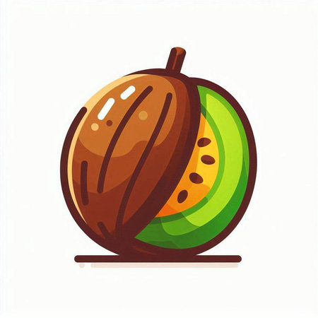 Kiwano fruit isolated on white background. Vector cartoon illustration.のイラスト素材