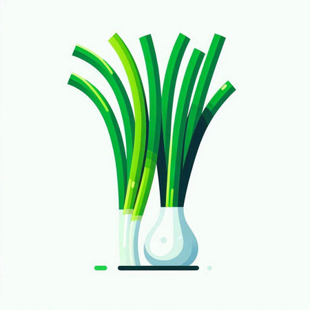 Vector illustration of green onion on white background. Flat style design.