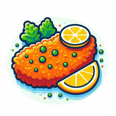 Illustration of orange slice with green caviar on white background.のイラスト素材