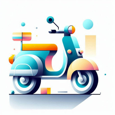 Colorful scooter illustration on a white background. Vector illustration.のイラスト素材