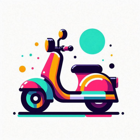 Colorful scooter icon. Vector illustration of a scooter.のイラスト素材