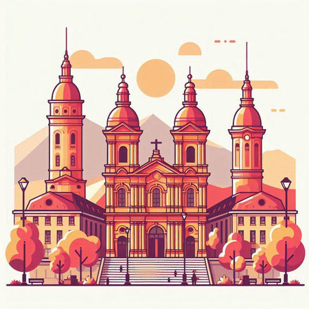 Church of St. Francis of Assisi in Krakow, Polandのイラスト素材