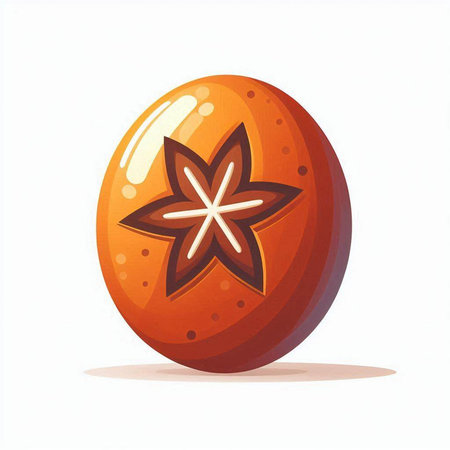 Illustration of an orange with anise star on a white backgroundのイラスト素材