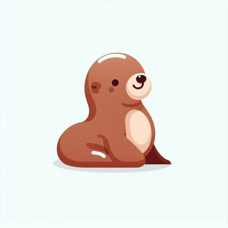 Cute baby seal isolated on white background. Vector cartoon illustration.のイラスト素材