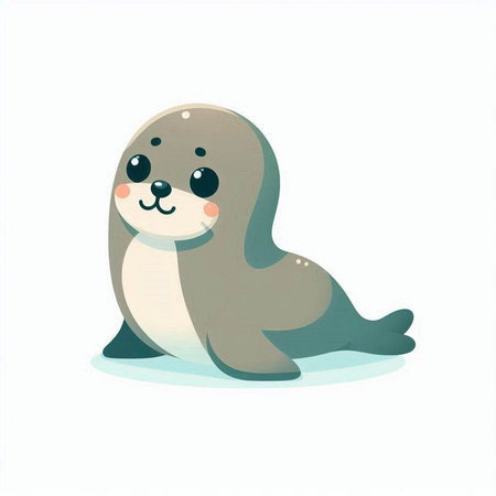 Cute baby seal on a white background, vector illustration, eps 10のイラスト素材