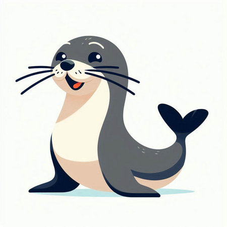 Cute seal on a white background. Vector illustration in cartoon style.のイラスト素材