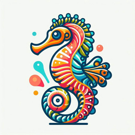 Seahorse vector illustration. Hand drawn decorative sea horse isolated on white background.のイラスト素材