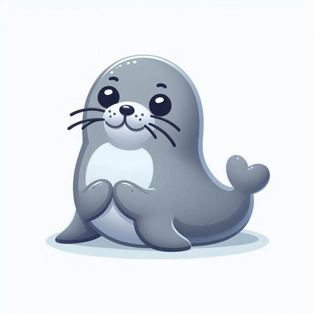 Cute baby seal sitting on a white background. Vector illustration.のイラスト素材
