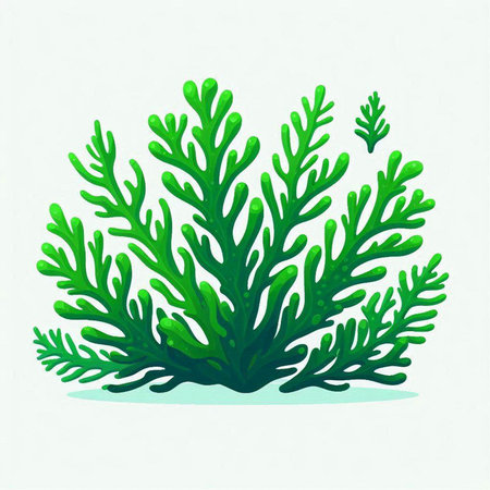 Coral on white background. Hand drawn vector illustration of green algae.のイラスト素材