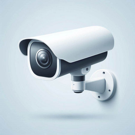 CCTV security camera isolated on white background. Realistic vector illustration.のイラスト素材