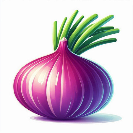 Illustration of a fresh purple onion on a white background - vectorのイラスト素材