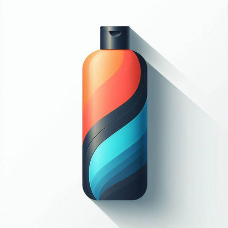 Cosmetic bottle with blue and red color on a white background.のイラスト素材