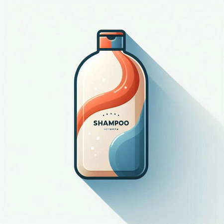 Bottle of shampoo. Vector illustration in flat design style with long shadow.のイラスト素材