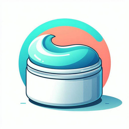 cosmetic cream in a jar on a white background, vector illustrationのイラスト素材