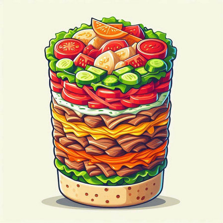 Salad with tuna, tomato, cucumber and lettuce. Vector illustration.のイラスト素材