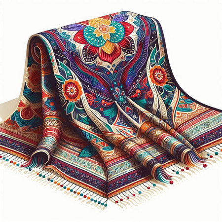 Colorful silk scarf isolated on white background. Clipping path included.