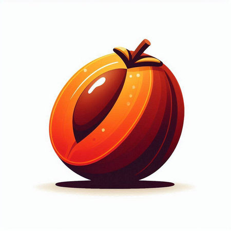 Illustration of a fresh juicy peach on a white background, vector illustrationのイラスト素材
