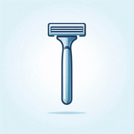 Shaving razor icon. Vector illustration. Isolated on blue background.のイラスト素材