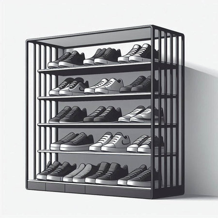 Sneakers in a black box on a white background. 3d rendering