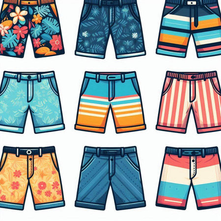 Swimming trunks icons set. Cartoon illustration of swimming trunks vector icons for web designのイラスト素材