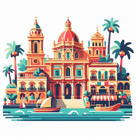 Cuba, Havana, Cuba - famous landmark. Colorful vector illustration.のイラスト素材