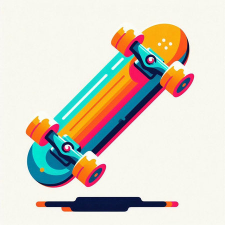 Skateboard on the white background. Vector illustration in retro style.のイラスト素材