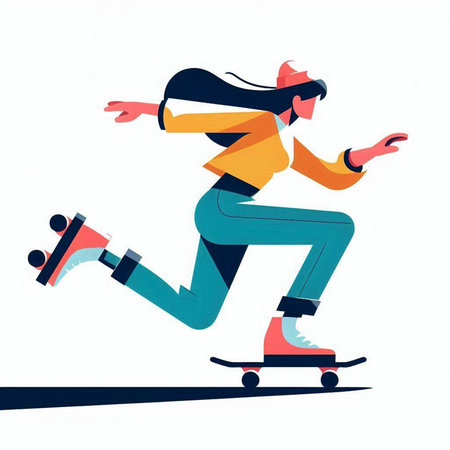 Skateboarder riding on a skateboard. Vector illustration.のイラスト素材