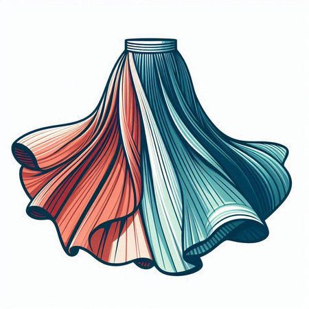 Stylized vector illustration of a skirt on a white background.のイラスト素材