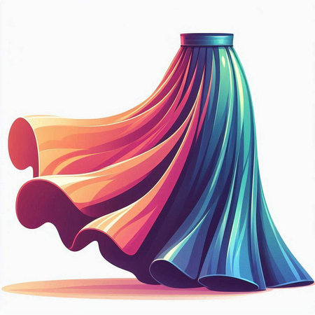 Colorful women's skirt with ethnic ornament on a white background.のイラスト素材