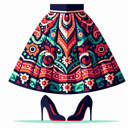 Fashionable women's skirt on high heels. Vector illustration.のイラスト素材