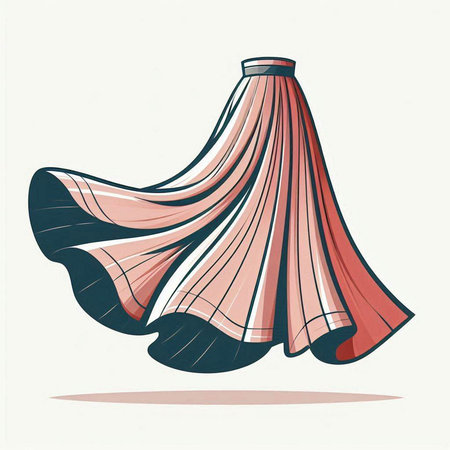 Vector illustration of a woman skirt in retro style. Hand drawn sketch.のイラスト素材
