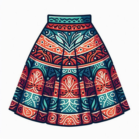 Skirt with ethnic ornaments. Hand drawn vector illustration.のイラスト素材