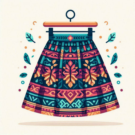 Colorful skirt with ethnic pattern. Vector illustration for your design.のイラスト素材
