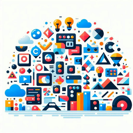 Flat design modern vector illustration concept of big data and cloud computingのイラスト素材