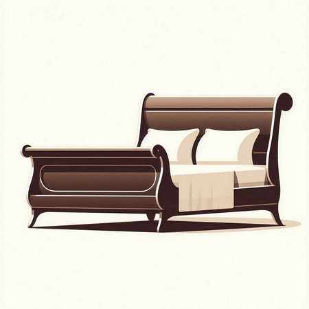 Sofa with pillows. Vintage style. Vector illustration.のイラスト素材