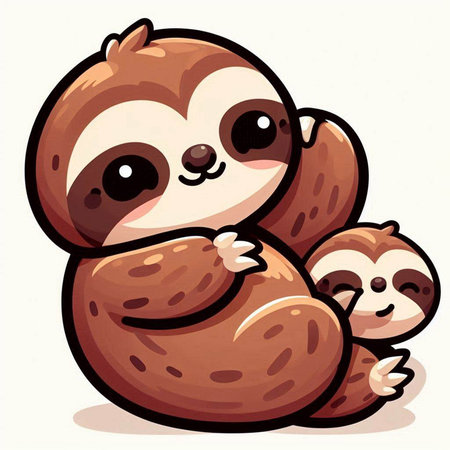 Cute cartoon sloth on a white background. Vector illustration.のイラスト素材