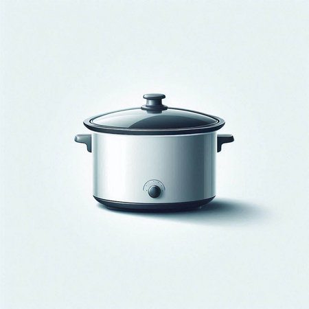 Illustration of a stainless steel cooking pot on a white background.