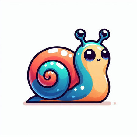 Cute cartoon snail. Vector illustration. Isolated on white background.のイラスト素材