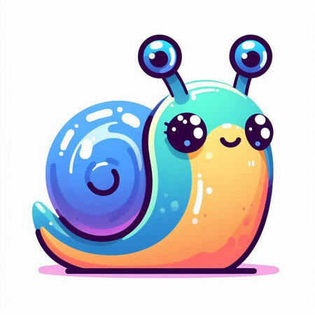 Cute cartoon snail. Vector illustration isolated on a white background.のイラスト素材