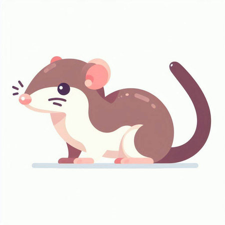 Cute cartoon rat isolated on a white background. Vector illustration.
