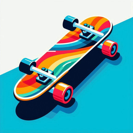 Skateboard on colorful background. Vector illustration. Eps 10.のイラスト素材