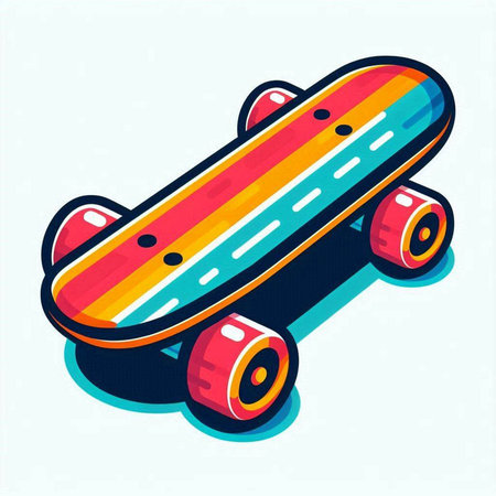 Skateboard isometric icon. Vector illustration of a skateboard.のイラスト素材