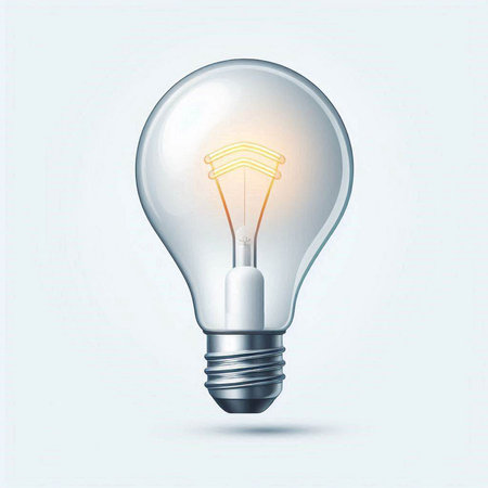 Energy saving light bulb on a blue background. 3D rendering.のイラスト素材